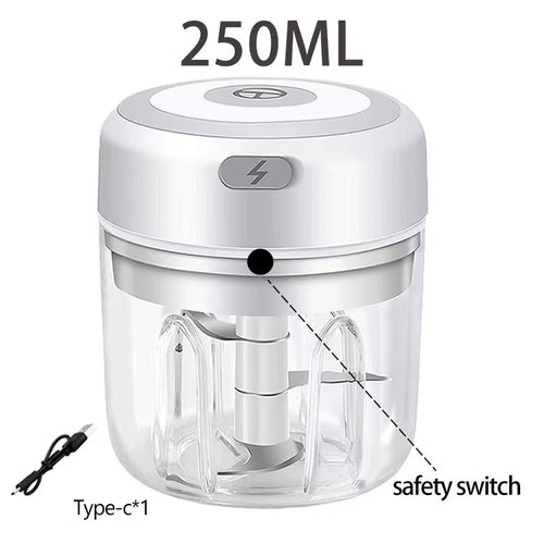 Load image into Gallery viewer, Multifunctional Electric Garlic Chopper 100/250Ml Portable Vegetable Grinder Onion Mixer Mashing Machine for Kitchen
