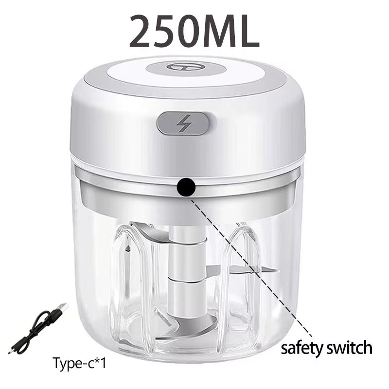 Multifunctional Electric Garlic Chopper 100/250Ml Portable Vegetable Grinder Onion Mixer Mashing Machine for Kitchen