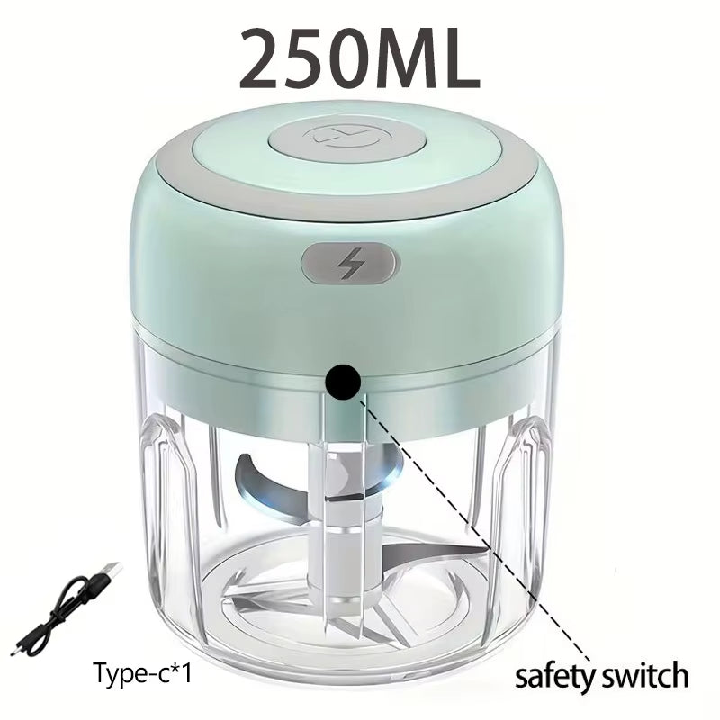 Multifunctional Electric Garlic Chopper 100/250Ml Portable Vegetable Grinder Onion Mixer Mashing Machine for Kitchen