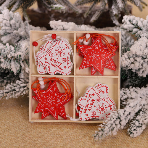 Load image into Gallery viewer, Christmas Snowflakes Wooden Pendants Xmas Tree Ornaments Home Hanging Decor Christmas Decorations
