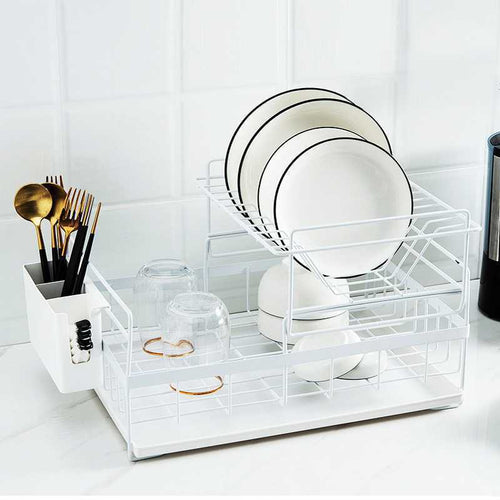 Load image into Gallery viewer, wholesale sink draining double tier metal wire kitchen dish storage rack for kitchen
