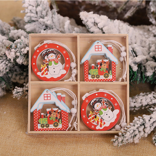Load image into Gallery viewer, Christmas Snowflakes Wooden Pendants Xmas Tree Ornaments Home Hanging Decor Christmas Decorations

