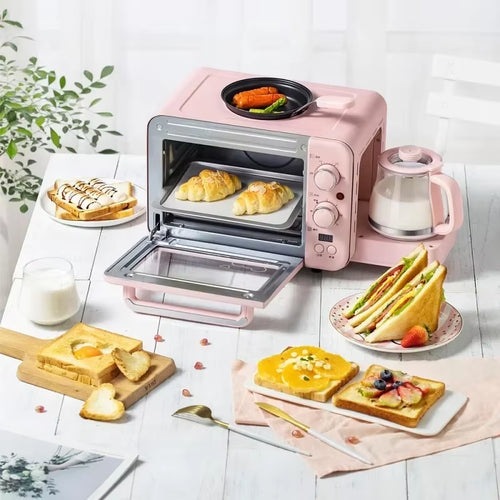 Load image into Gallery viewer, Multifunction Breakfast Machine Mini Household Electric Oven Cake Baking Fry Pan Warm Drinking Pot Toaster
