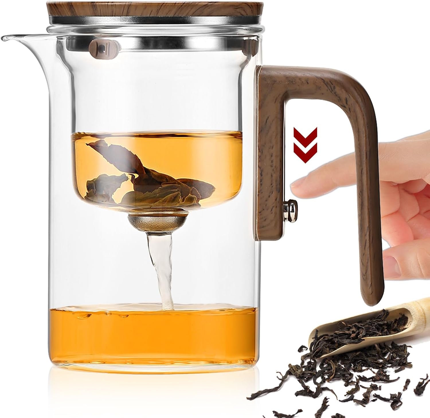 Teapot Glass,Creative Witchcraft Magic Tea Pot,Detachable Loose Tea Glass Tea Infuser,Teapot for Brewing Flower Tea (600ML)