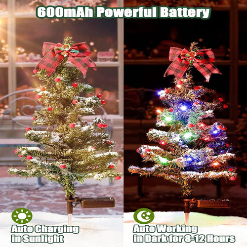 Load image into Gallery viewer, Waterproof Outdoor Christmas Decorations Solar Christmas Tree 2 Modes Yard Stake Christmas Pathway Light for Garden Yard Decor
