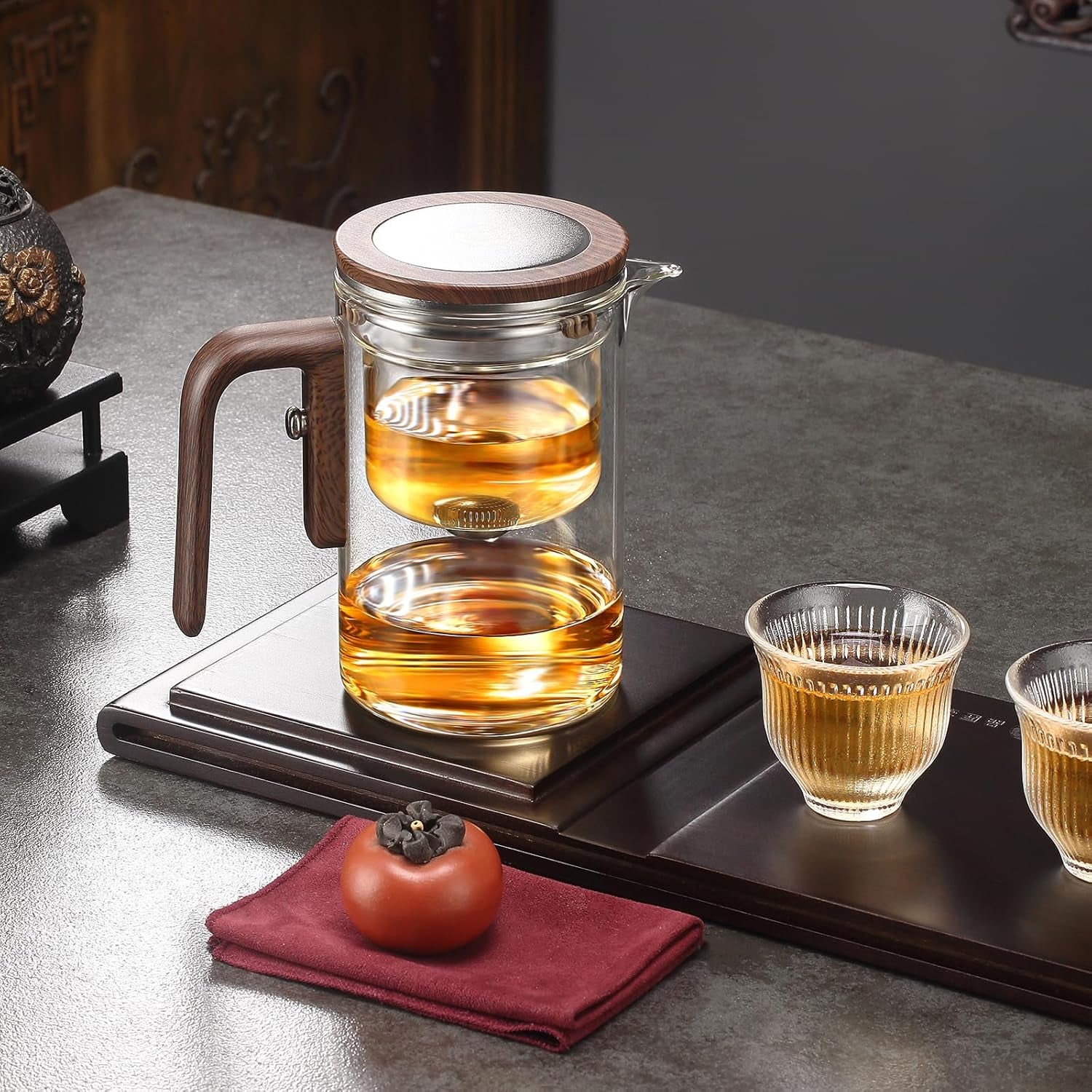 Teapot Glass,Creative Witchcraft Magic Tea Pot,Detachable Loose Tea Glass Tea Infuser,Teapot for Brewing Flower Tea (600ML)