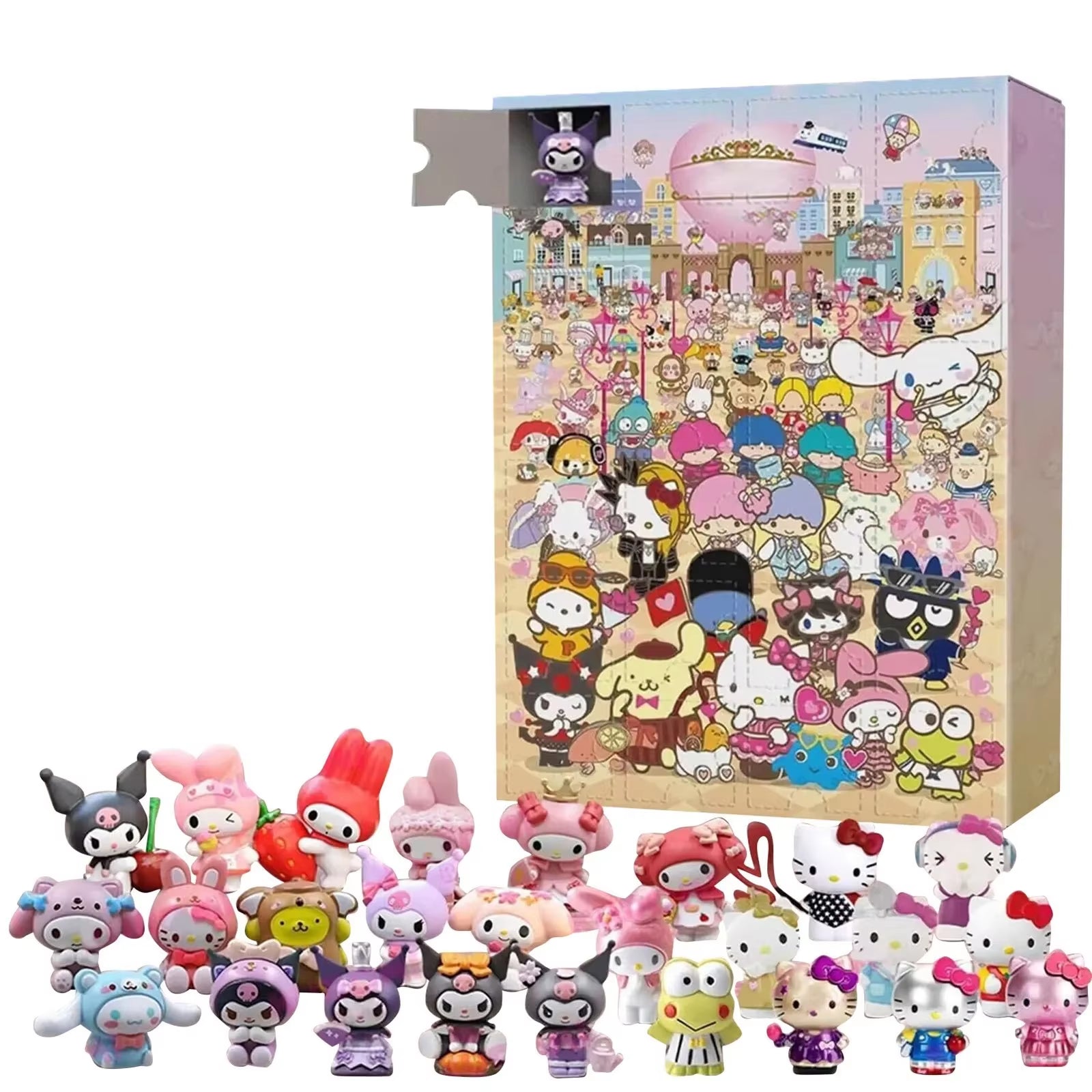 Sanrio Anime Hello Kitty Halloween Advent Calendar Box Figure Christmas Kawaii Melody Kuromi Figure Action Model Holiday Gifts