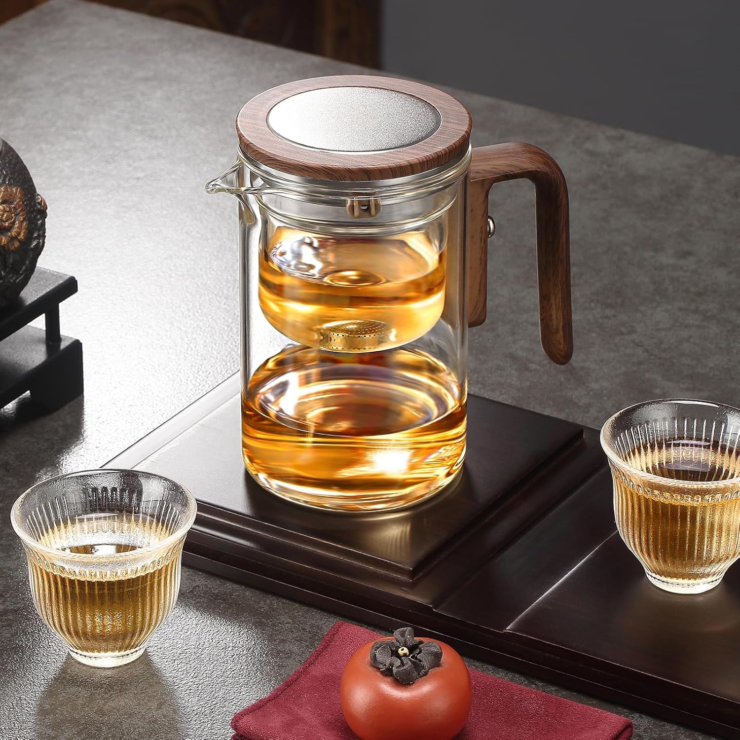 Teapot Glass,Creative Witchcraft Magic Tea Pot,Detachable Loose Tea Glass Tea Infuser,Teapot for Brewing Flower Tea (600ML)