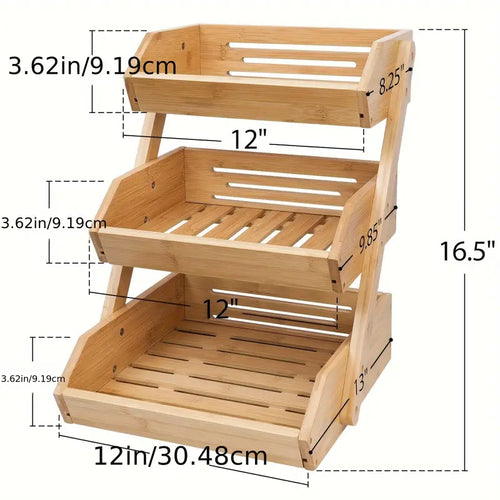 Load image into Gallery viewer, 3 Tier Bamboo Fruit Holder
