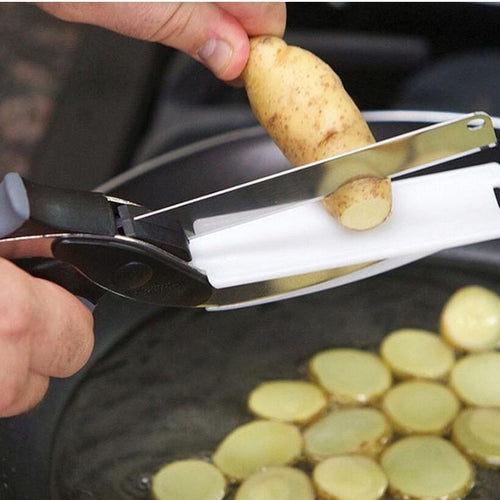 Load image into Gallery viewer, 2 in 1 Stainless Steel Kitchen Knife Shears Vegetable Slicer
