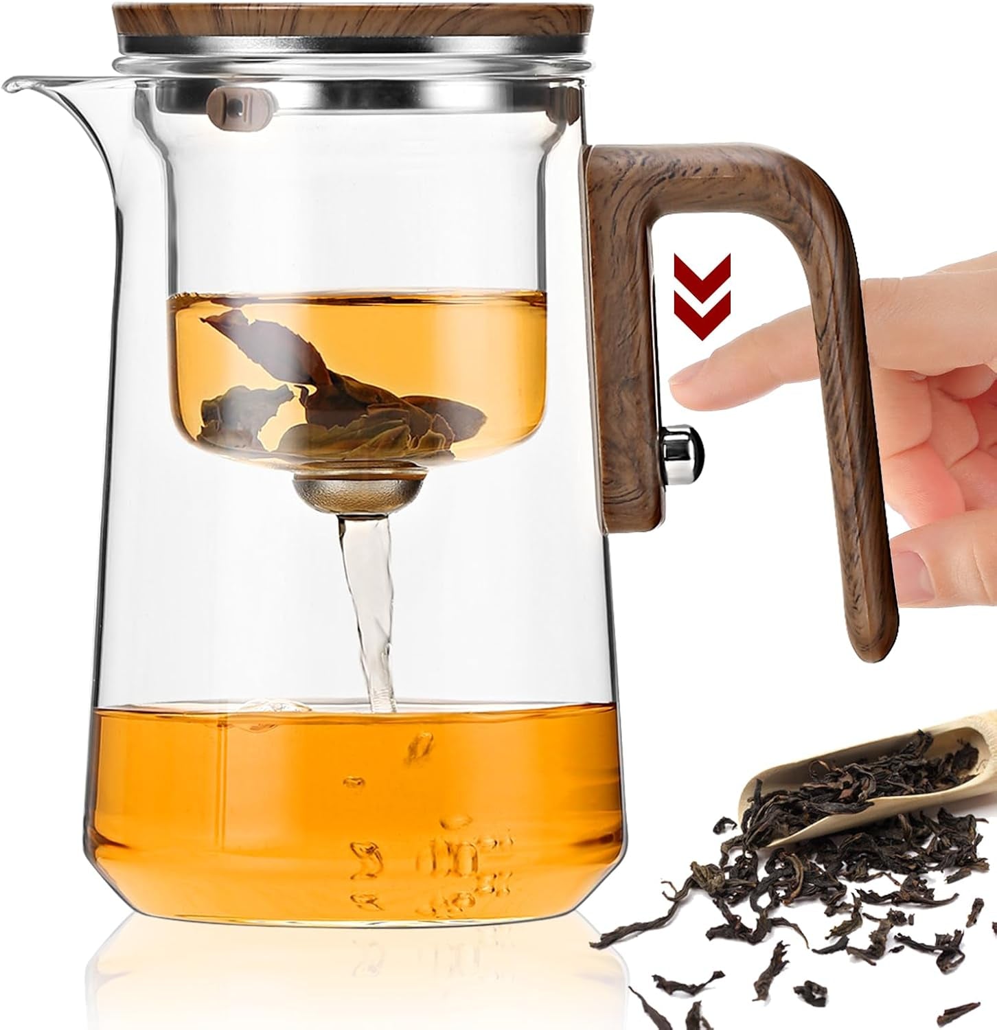 Teapot Glass,Creative Witchcraft Magic Tea Pot,Detachable Loose Tea Glass Tea Infuser,Teapot for Brewing Flower Tea (600ML)