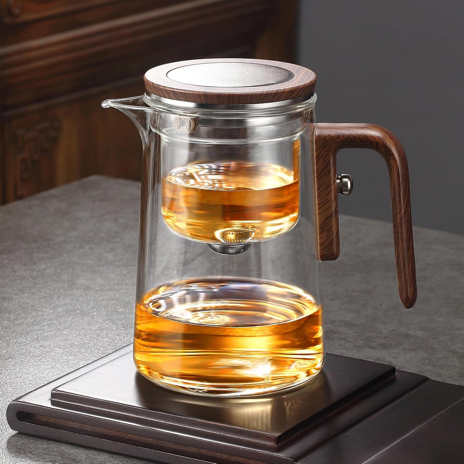 Teapot Glass,Creative Witchcraft Magic Tea Pot,Detachable Loose Tea Glass Tea Infuser,Teapot for Brewing Flower Tea (600ML)