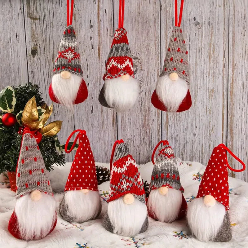 8 Packs Christmas Gnomes Ornaments Handmade Swedish Gnome Plush Xmas Tree Hanging Decorations Cute Scandinavian Santa Elf for Holiday New Year Home Decor