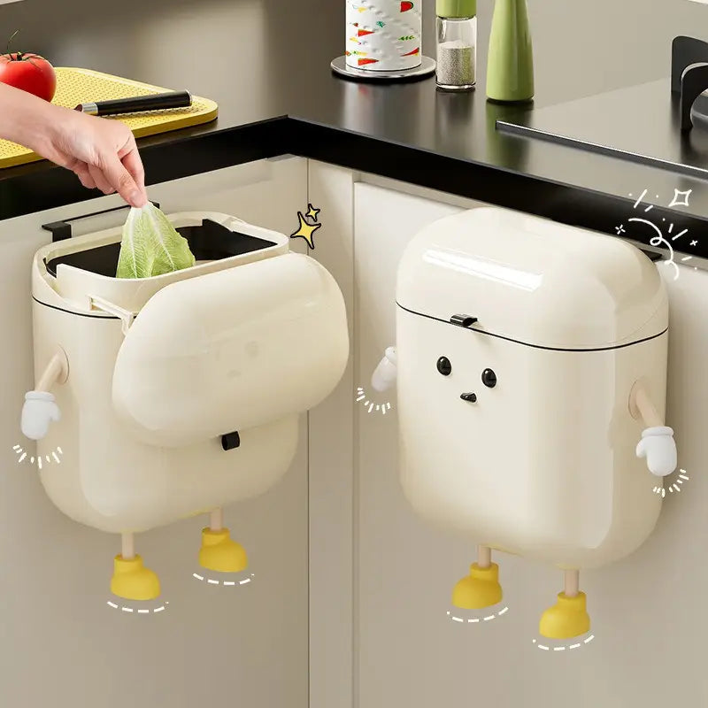 Cute Cartoon Hanging Trash Can with Lid