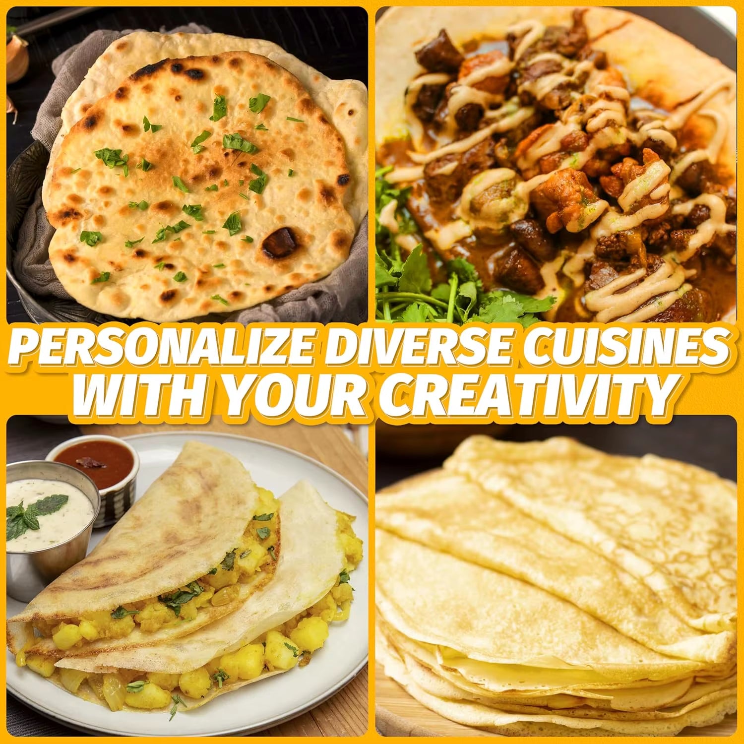 Compact 10'' Roti Maker Machine, Electric Tortilla Press with Detachable Handle, Chapati Maker Machine, Burrito Maker, Prensa Pa