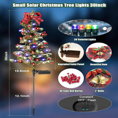 Load image into Gallery viewer, Waterproof Outdoor Christmas Decorations Solar Christmas Tree 2 Modes Yard Stake Christmas Pathway Light for Garden Yard Decor
