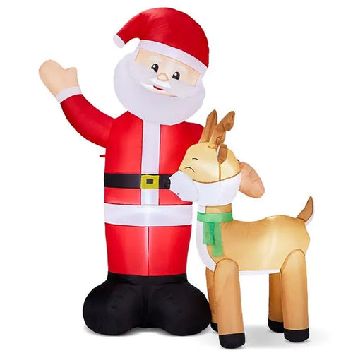 Load image into Gallery viewer, 6.3FT Lighted Christmas Inflatable Decoration, Inflatable Santa and Reindeer, Funny Blow up Yard Decorations with Built-In LED Lights for Holiday Party Front Yard Lawn Garden Decor
