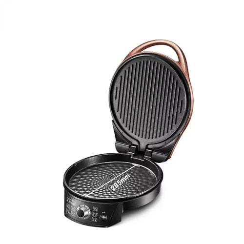 Load image into Gallery viewer, Household Double Side Heating Electric Skillet 220V Crepe Pancake Maker Automatic Pizza Pie Machine BBQ Tool Frying Pan
