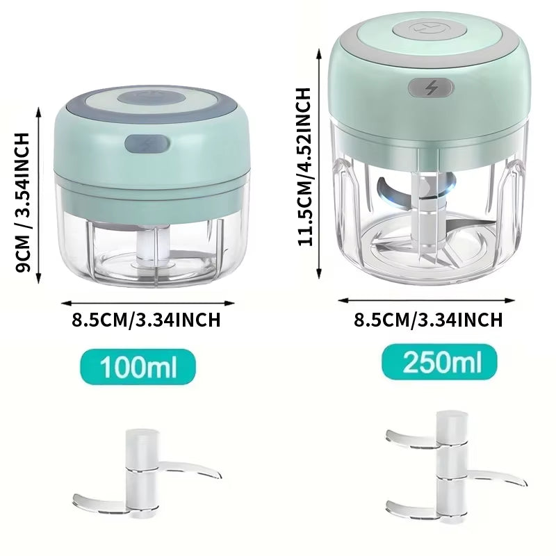 Multifunctional Electric Garlic Chopper 100/250Ml Portable Vegetable Grinder Onion Mixer Mashing Machine for Kitchen