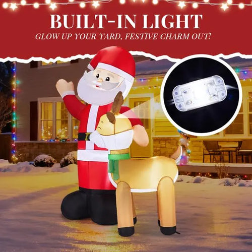 Load image into Gallery viewer, 6.3FT Lighted Christmas Inflatable Decoration, Inflatable Santa and Reindeer, Funny Blow up Yard Decorations with Built-In LED Lights for Holiday Party Front Yard Lawn Garden Decor
