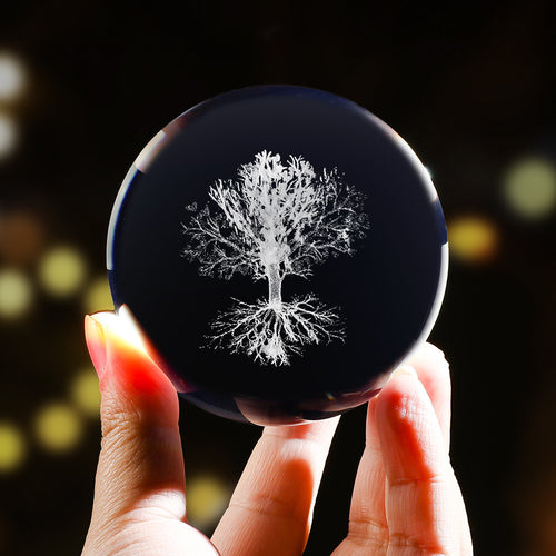 Load image into Gallery viewer, Creative 3D 3D Carved Crystal Ball Tree of Life
