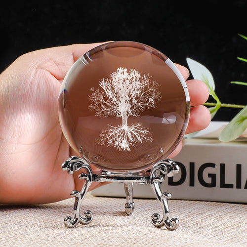 Load image into Gallery viewer, Creative 3D 3D Carved Crystal Ball Tree of Life
