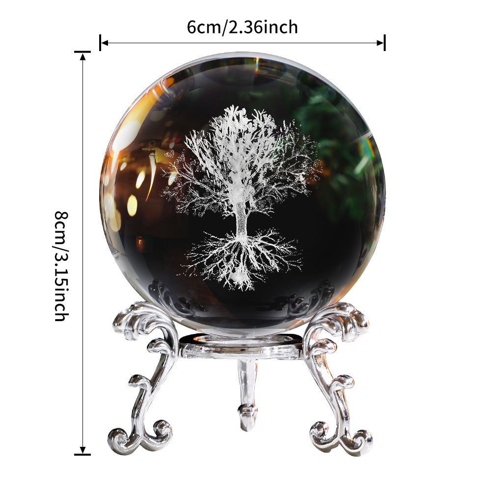 Creative 3D 3D Carved Crystal Ball Tree of Life