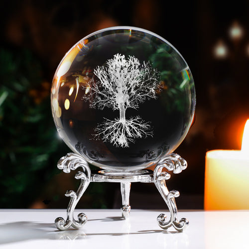 Load image into Gallery viewer, Creative 3D 3D Carved Crystal Ball Tree of Life
