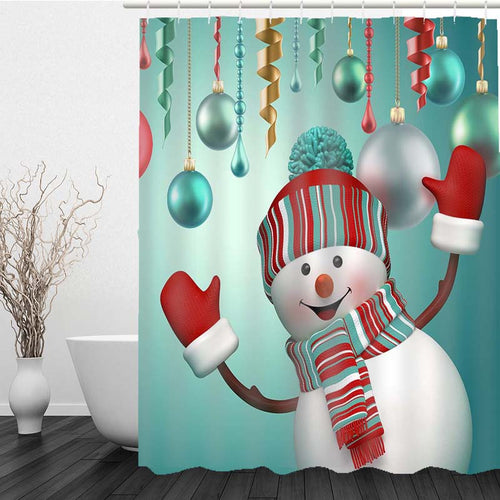 Load image into Gallery viewer, Waterproof 3D Christmas Snowman Printed Bathroom Shower Curtain Bathroom Decor
