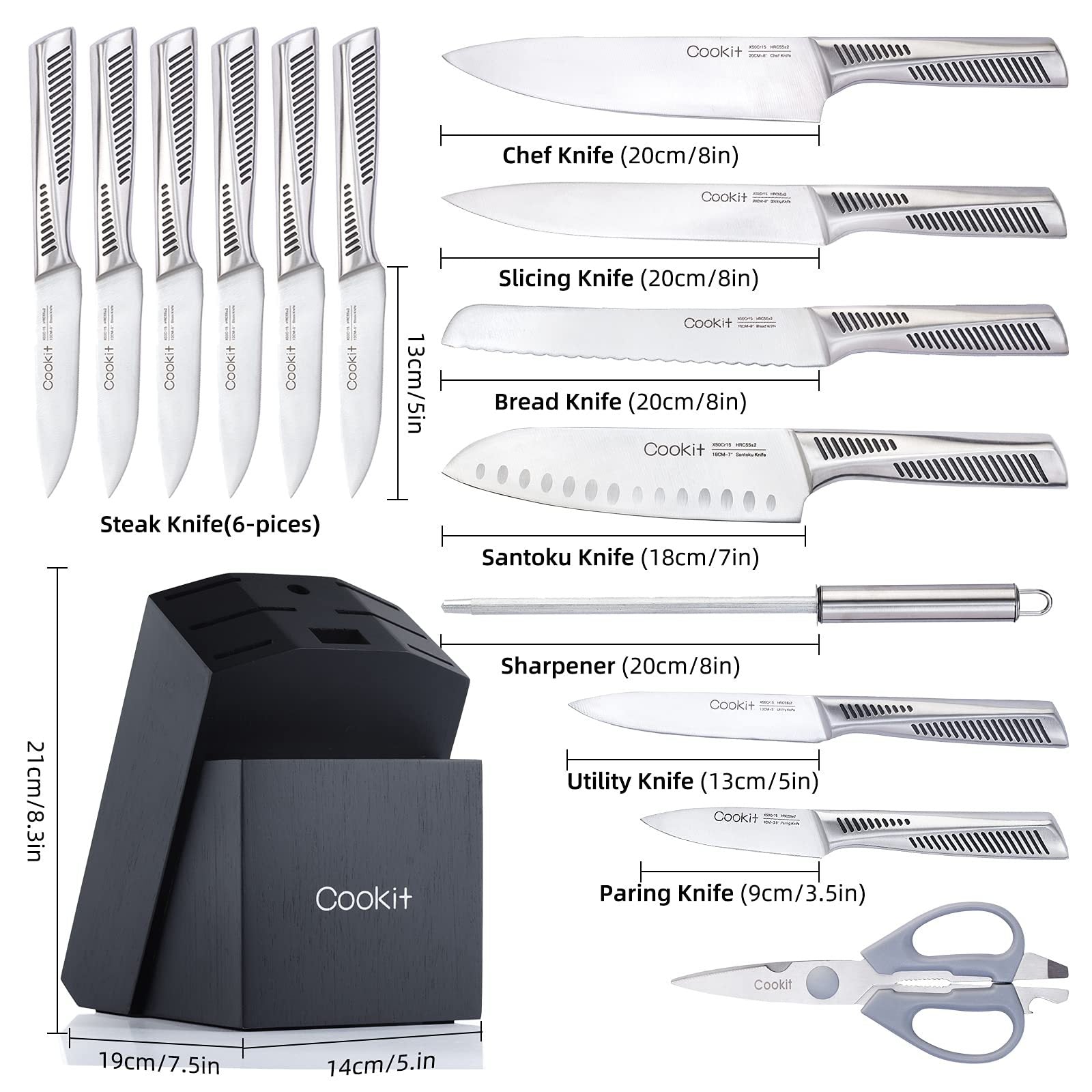 15 Piece Knife Sets with Block