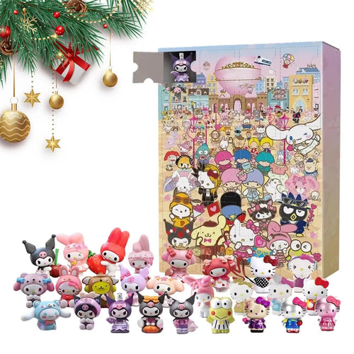 Load image into Gallery viewer, Sanrio Anime Hello Kitty Halloween Advent Calendar Box Figure Christmas Kawaii Melody Kuromi Figure Action Model Holiday Gifts
