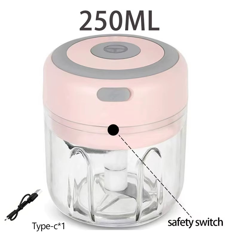 Multifunctional Electric Garlic Chopper 100/250Ml Portable Vegetable Grinder Onion Mixer Mashing Machine for Kitchen