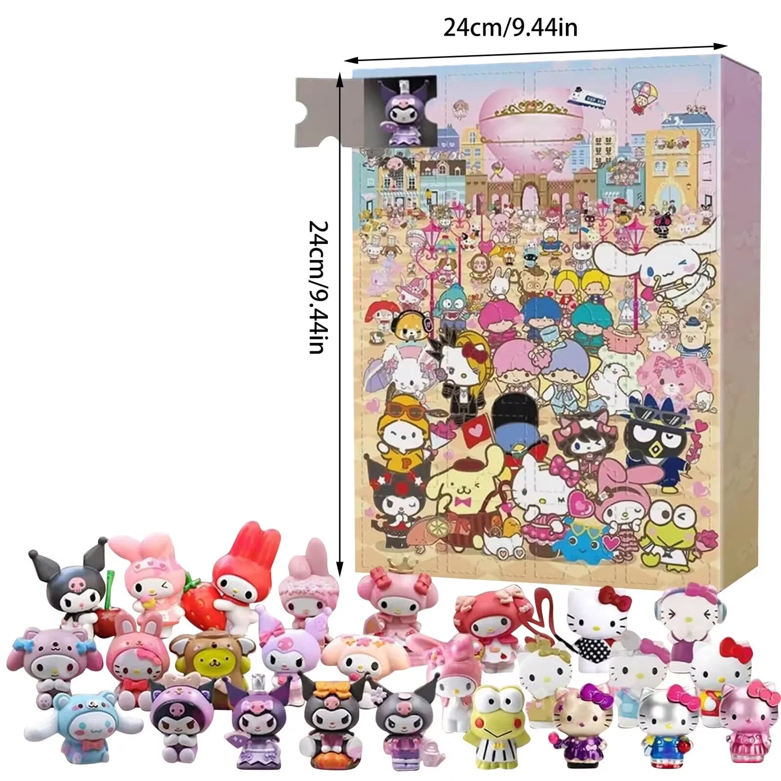 Sanrio Anime Hello Kitty Halloween Advent Calendar Box Figure Christmas Kawaii Melody Kuromi Figure Action Model Holiday Gifts