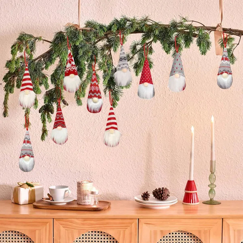 8 Packs Christmas Gnomes Ornaments Handmade Swedish Gnome Plush Xmas Tree Hanging Decorations Cute Scandinavian Santa Elf for Holiday New Year Home Decor