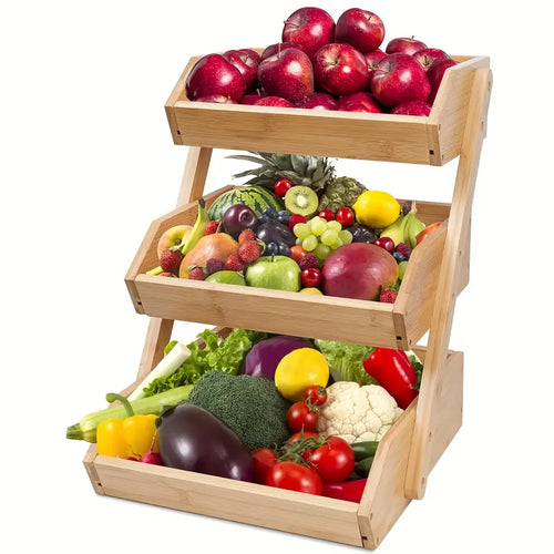 Load image into Gallery viewer, 3 Tier Bamboo Fruit Holder
