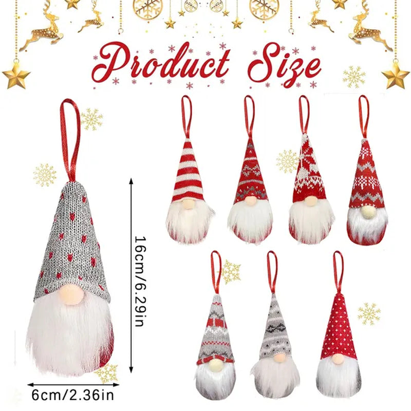 8 Packs Christmas Gnomes Ornaments Handmade Swedish Gnome Plush Xmas Tree Hanging Decorations Cute Scandinavian Santa Elf for Holiday New Year Home Decor