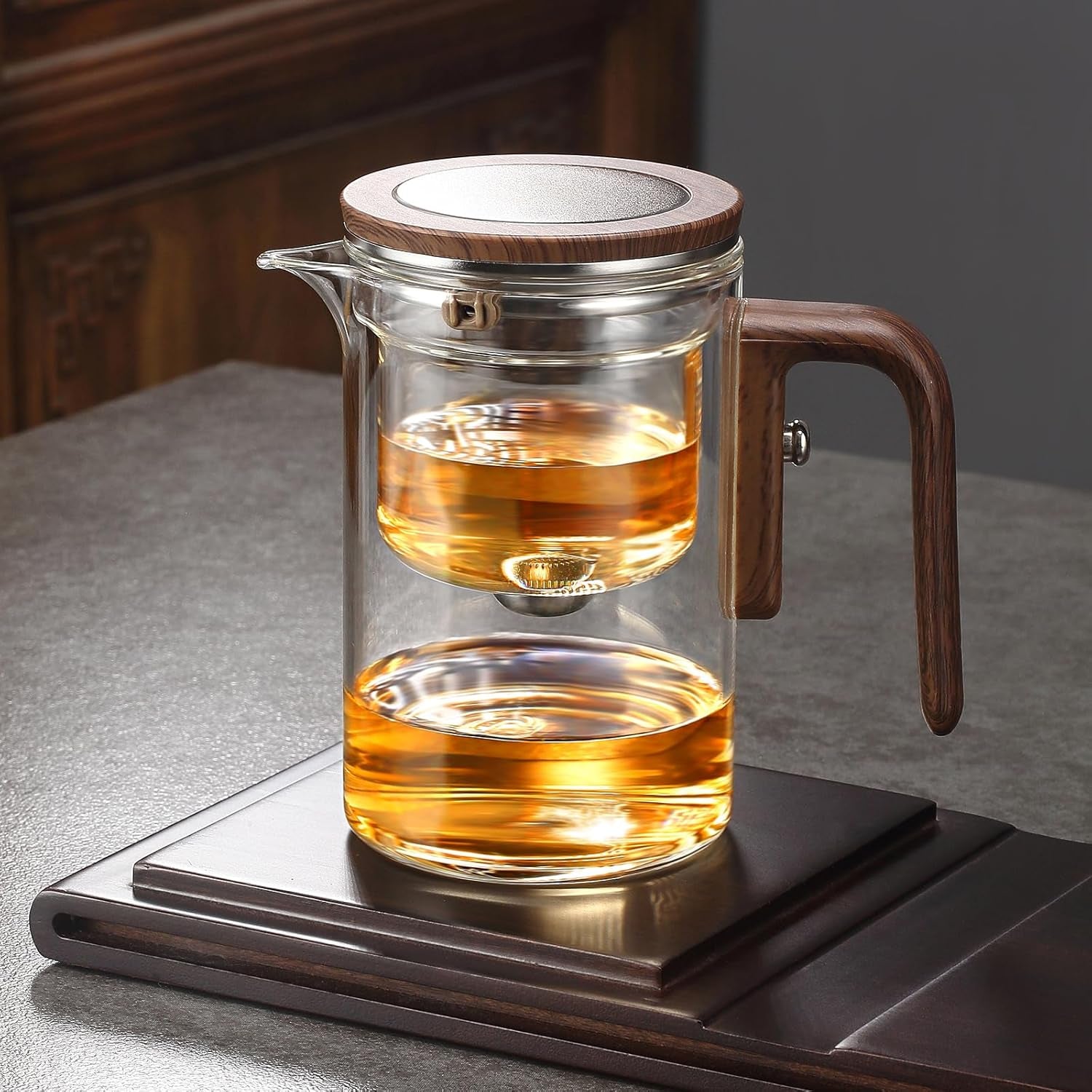 Teapot Glass,Creative Witchcraft Magic Tea Pot,Detachable Loose Tea Glass Tea Infuser,Teapot for Brewing Flower Tea (600ML)