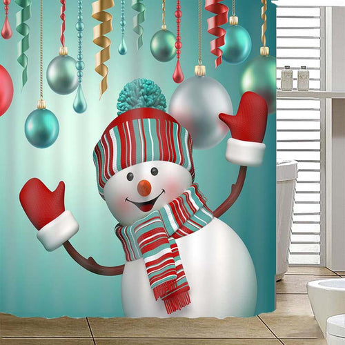 Load image into Gallery viewer, Waterproof 3D Christmas Snowman Printed Bathroom Shower Curtain Bathroom Decor
