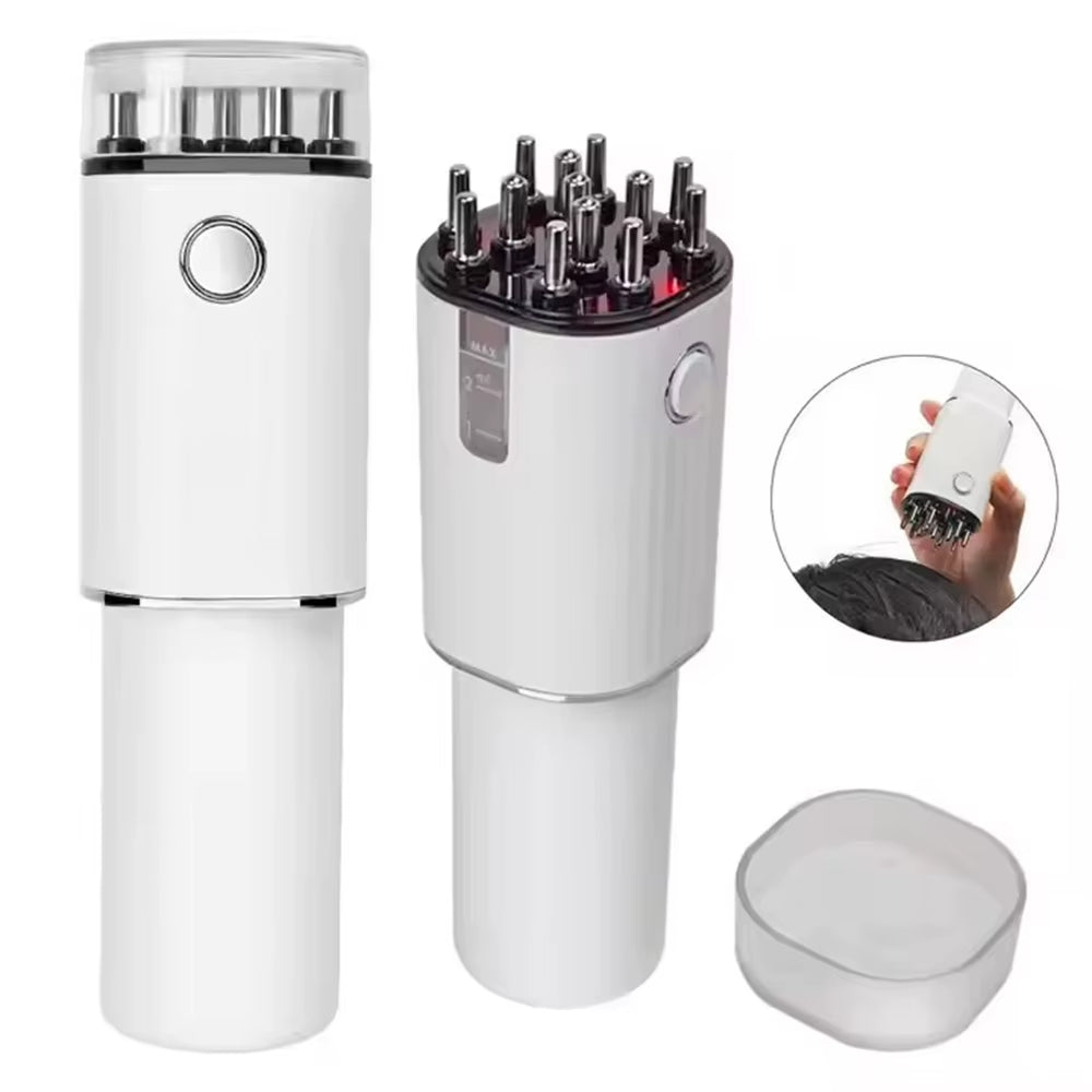 3 in 1 Electric Vibrating Hair Oil Applicator&Scalp Massager Red Lights with 70Ml Storage Hair Treatment Growth Applicator